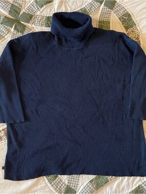 VTG Lauren Ralph Lauren Navy Ribbed Turtleneck Sweater Size XL Preppy